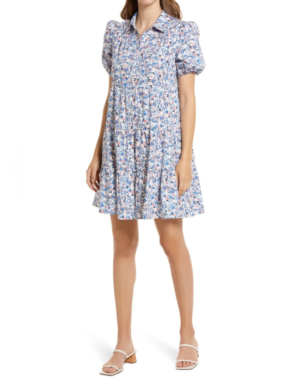 Eliza J Floral Puff Sleeve Shirtdress Size 2